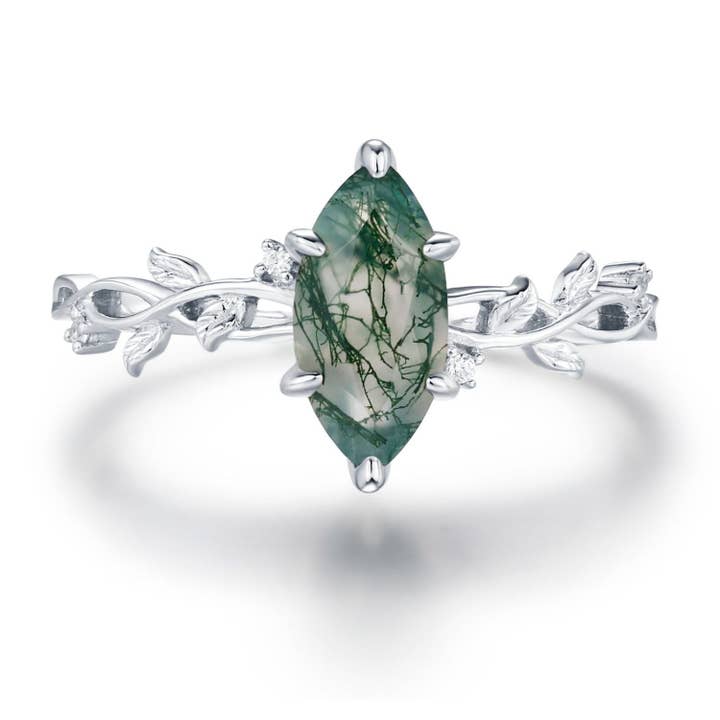 Everlasting Marquise Moss Agate Ring© for wholesale by Azura Jewelry