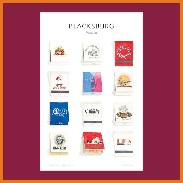 DMV Matchbooks - Wholesale Poster - Matchbook Poster: Blacksburg Virginia2