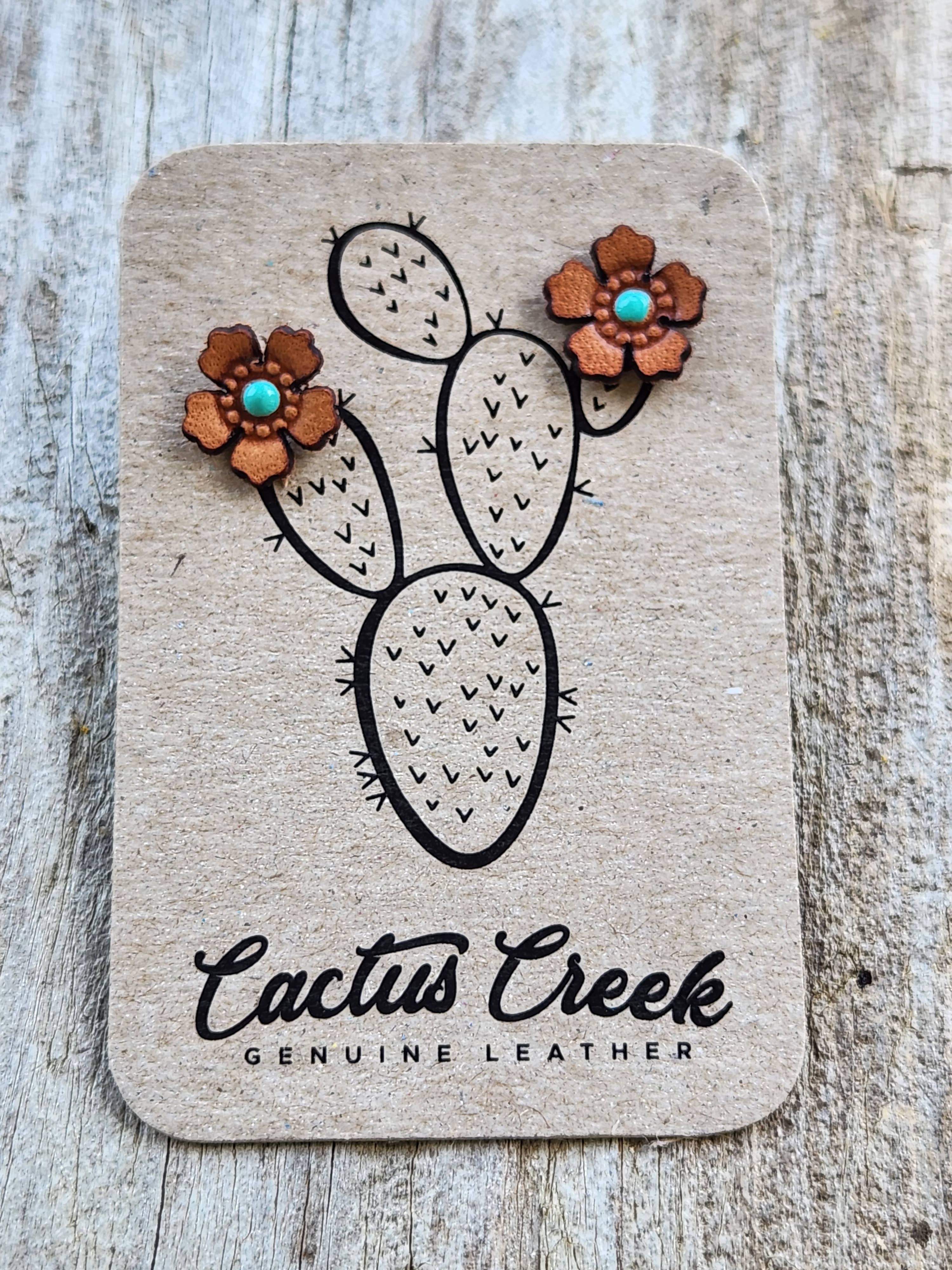 Cocklebur & Co. - Wholesale Stud/Post Earrings - Western Rose Genuine Leather Earrings4