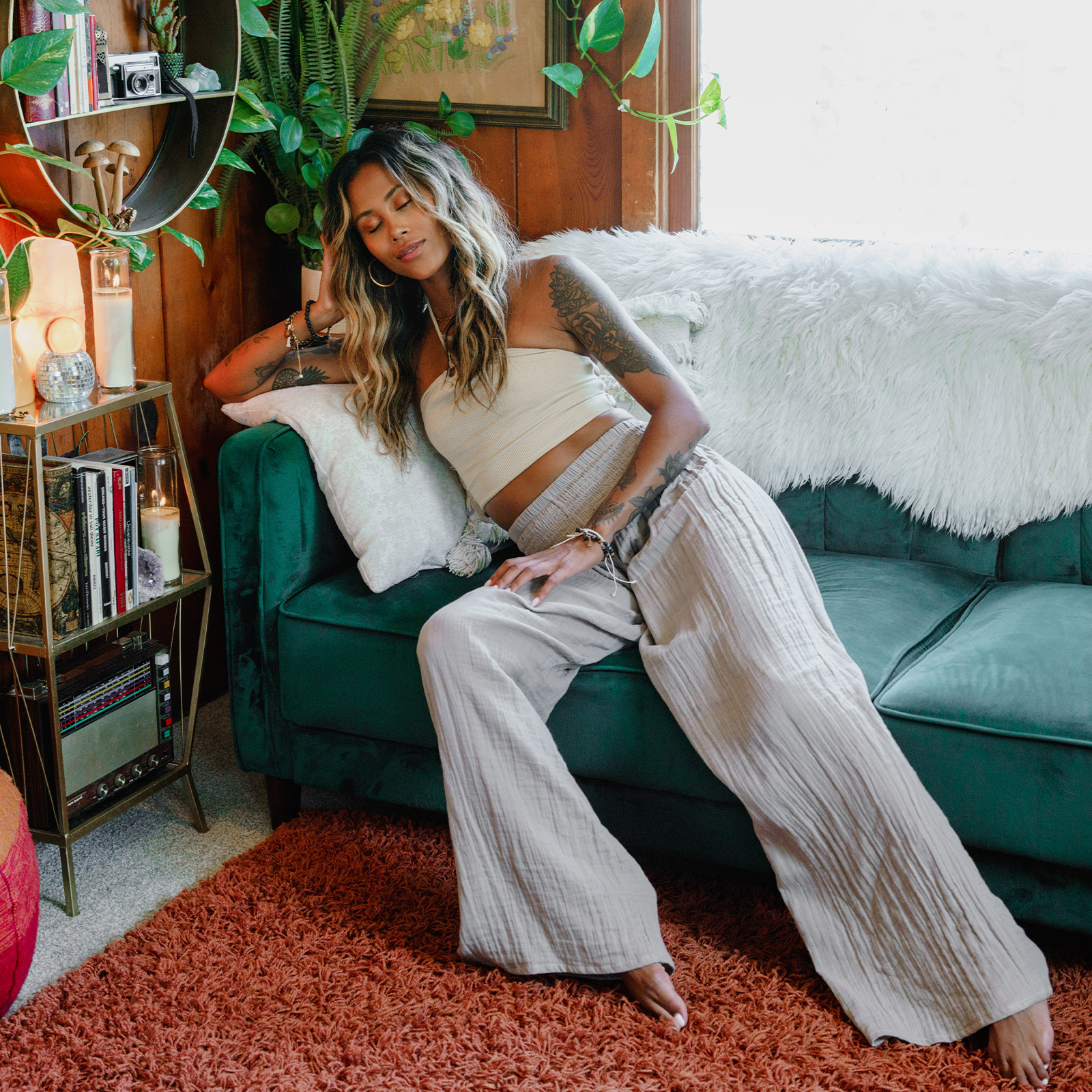 Lotus and Luna - Wholesale Pants - Women's - Stone Wide Leg Cotton Pants2