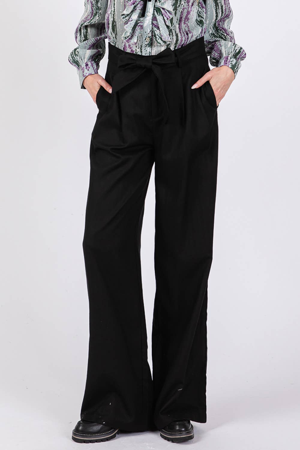 Sage + Fig - Wholesale Pants - Women's - HIGH WAIST BELTED PANTS (SP7328)17