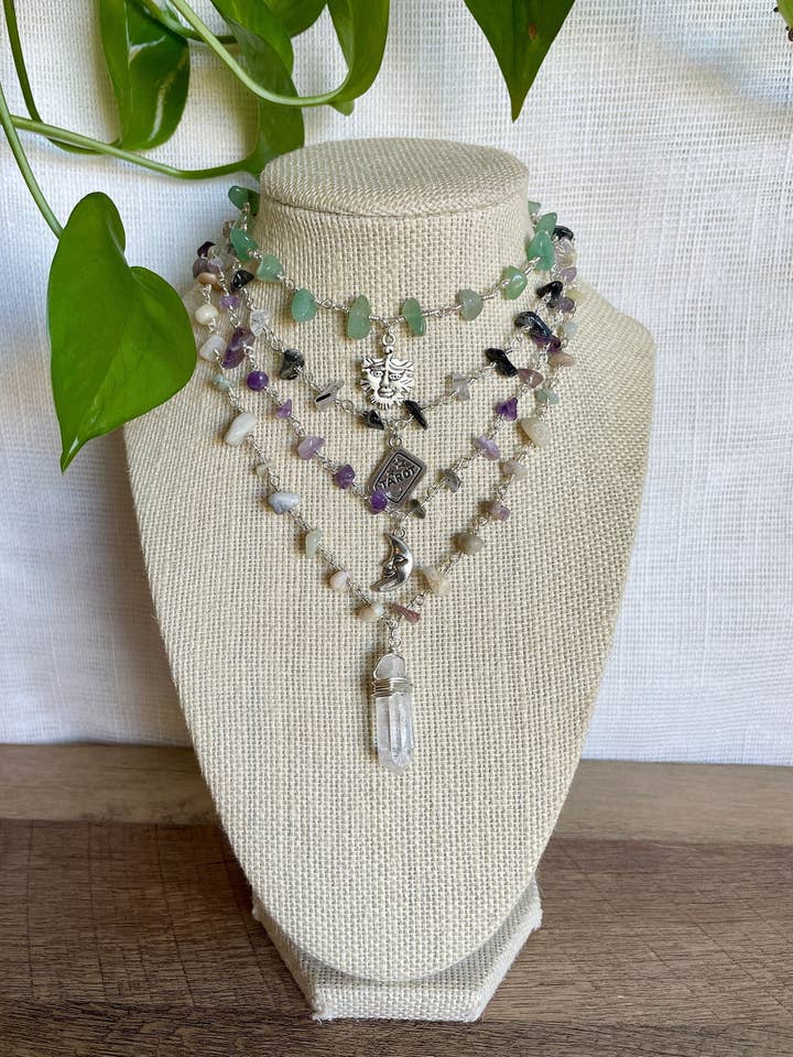 Silver Wire Wrapped Crystal Chain Chokers for wholesale by Bohindie Silver