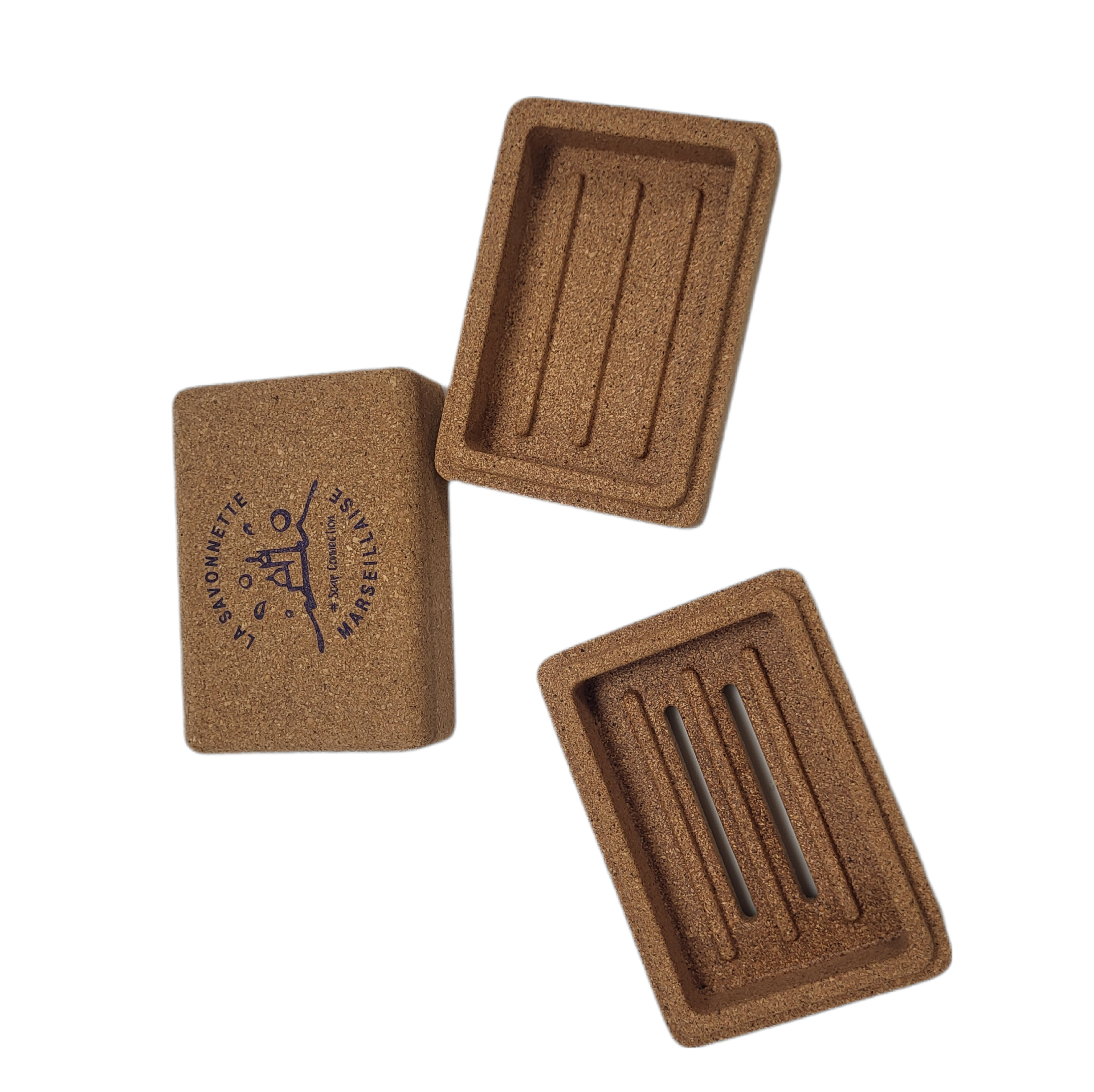 Savons.nl - Savon de marseille distributeur - Wholesale Bath Soap Dish - Cork soap holder with travel set1