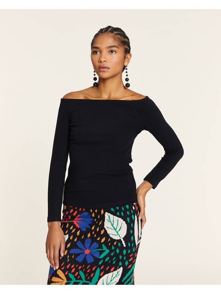 Pepaloves - Wholesale Knit Top - Women's - TOP CANALÉ CUELLO BARCA NEGRO2