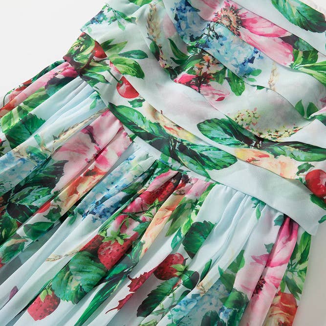 green Resort rose mesh tulle flare dress for wholesale on Faire7