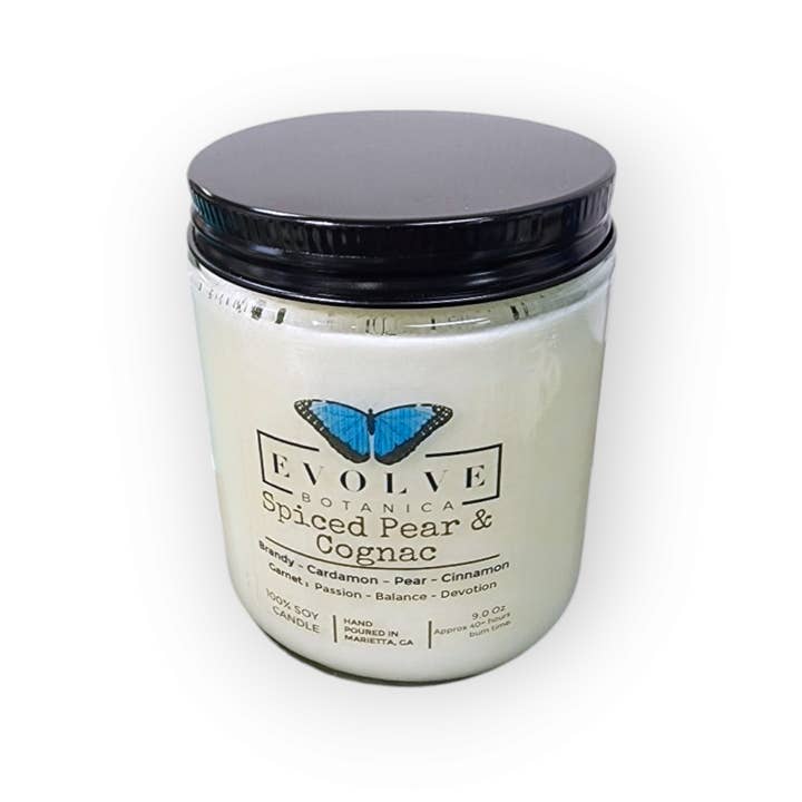 Evolve Botanica - Wholesale Jar/Filled Candle - Wood Wick Crystal Soy Candle Jar - Spiced Pear & Cognac5