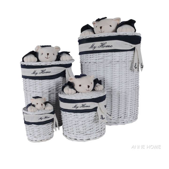 Anne Home - Set of 4 Oval Willow Baskets With Bear Design for wholesale by Old Modern Handicrafts, Inc.