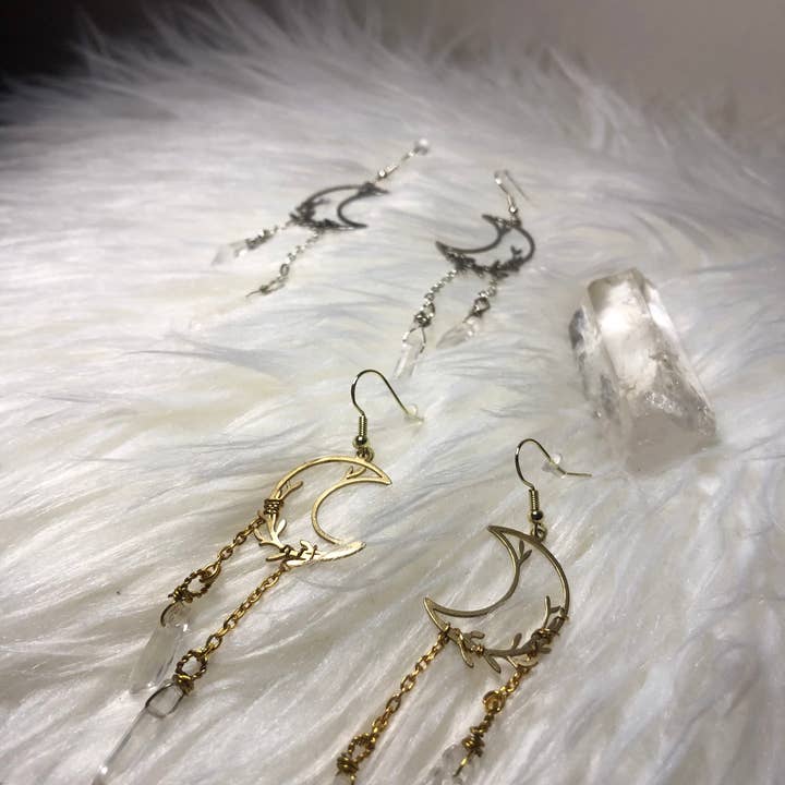 Hypo-Allergenic Crescent Crystal Earrings for wholesale by Faerie’s Fix