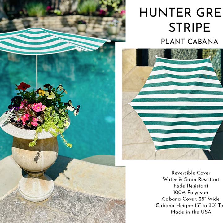Hunter Green Stripe Plant Cabana - 28"Wx30"T - Assembly Req. for wholesale by Plant Cabana