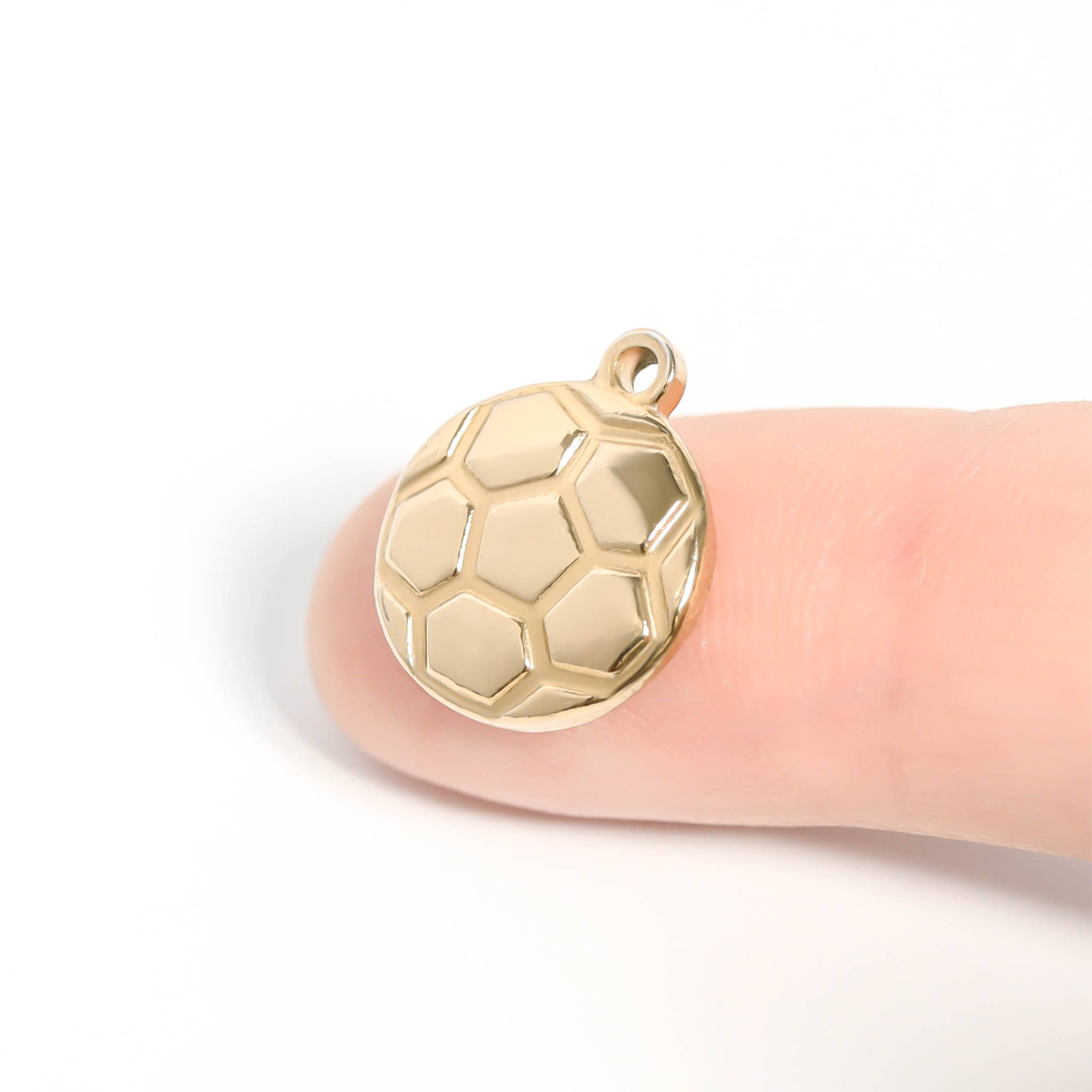 WJW - Wholesale Individual Charm/Pendant - 18K Gold PVD Stainless Steel Soccer Ball Charm5