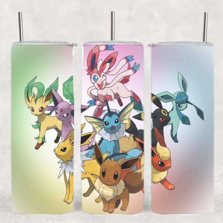 Eevee Eveloutions Collage Poke Anime Drink Tumbler for wholesale by The Geek Boutique