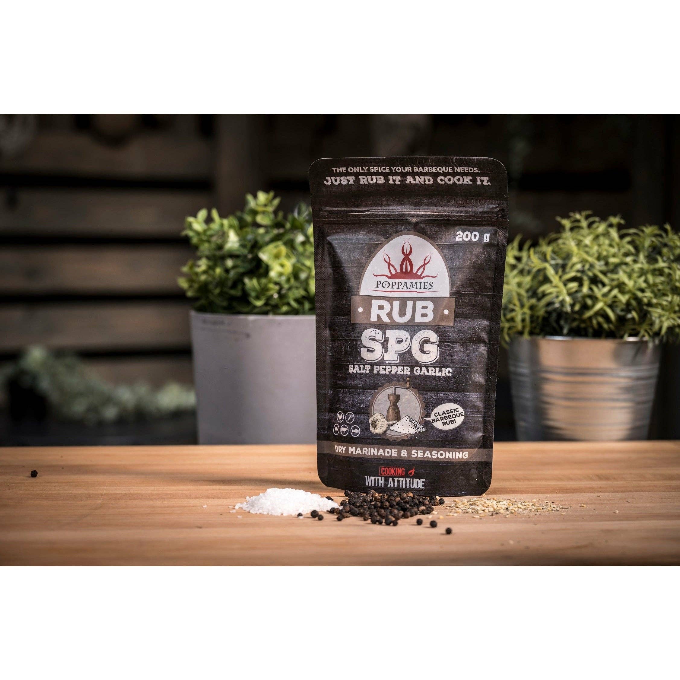 Lukata LTD – wholesale Rub – Poppamies Salt Pepper Garlic RUB, Dry Marinade & Seasoning Perfect for Chicken, Vegies, Fish, Beef, Pork - Great in The Grill, Oven- Large Pack (200g)6