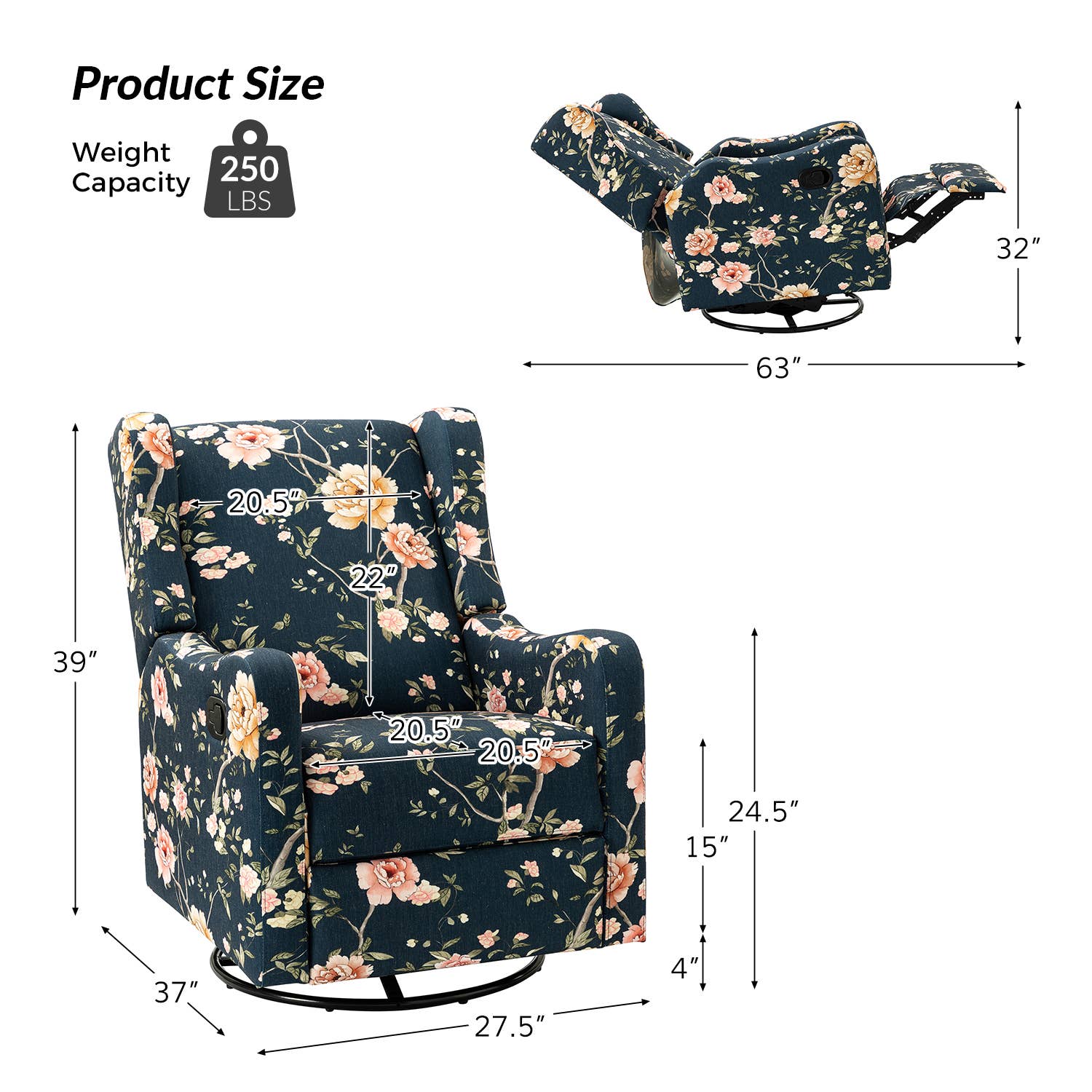 Karat Home - Wholesale Chair - George Manual Swivel Glider Recliner5