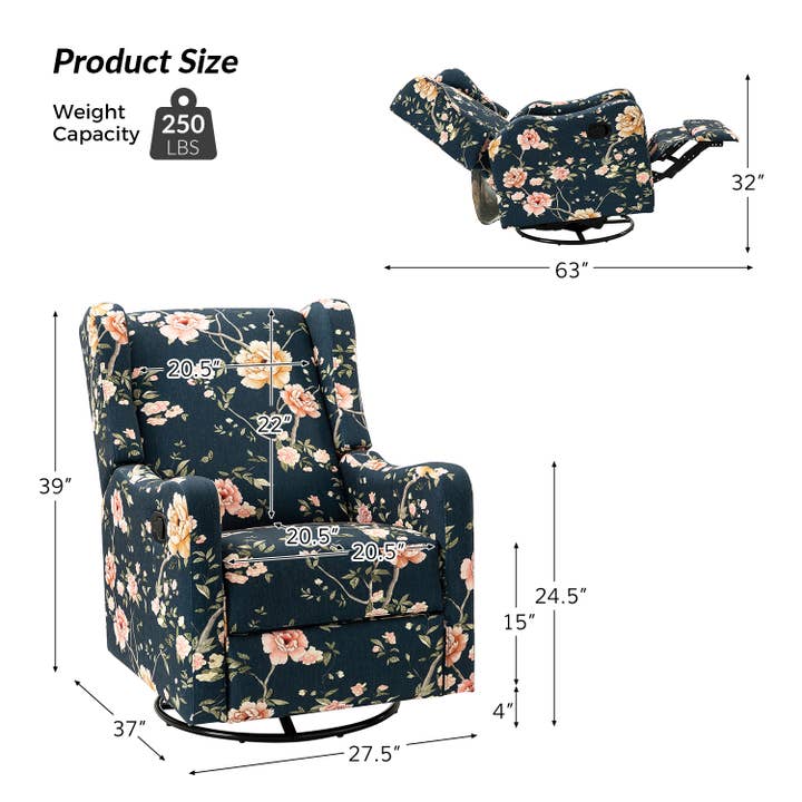 Karat Home - Wholesale Chair - George Manual Swivel Glider Recliner5