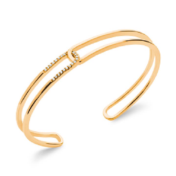 Mackenna 18K Gold Plated Bangle with Cubic Zirconia for wholesale by Jewelry Private Label