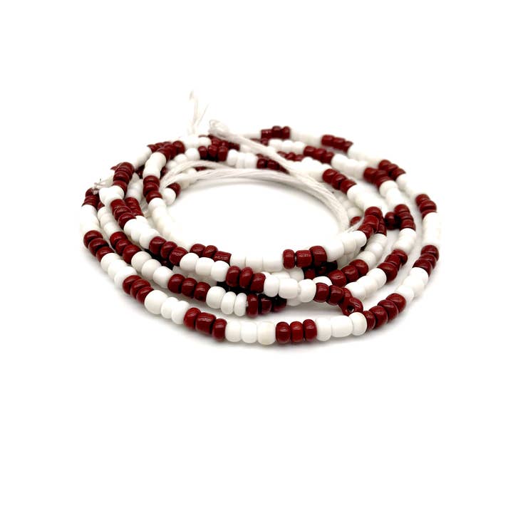 Perle de taille blanche/marron pour femmes | Perles de taille | Grandes perles de rocaille | Afrocentrique | Tissu et cordon pour la vente par Cloth & Cord, LLC