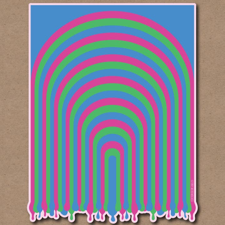 Poly Dripping Rainbow Sticker for wholesale by Tiny Werewolves