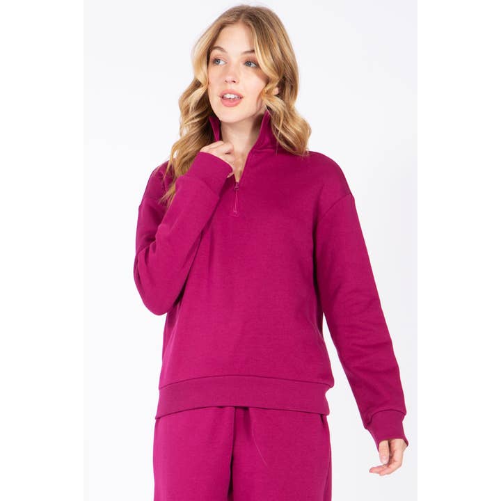 Timeless - Wholesale Sweatshirt - Women's - Zip Fleece Pullover Long Sleeve Sweatshirt Top