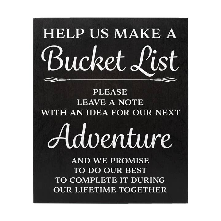 Bucket List Wedding Sign, Black, Wedding Reception Decor for wholesale by JennyGems