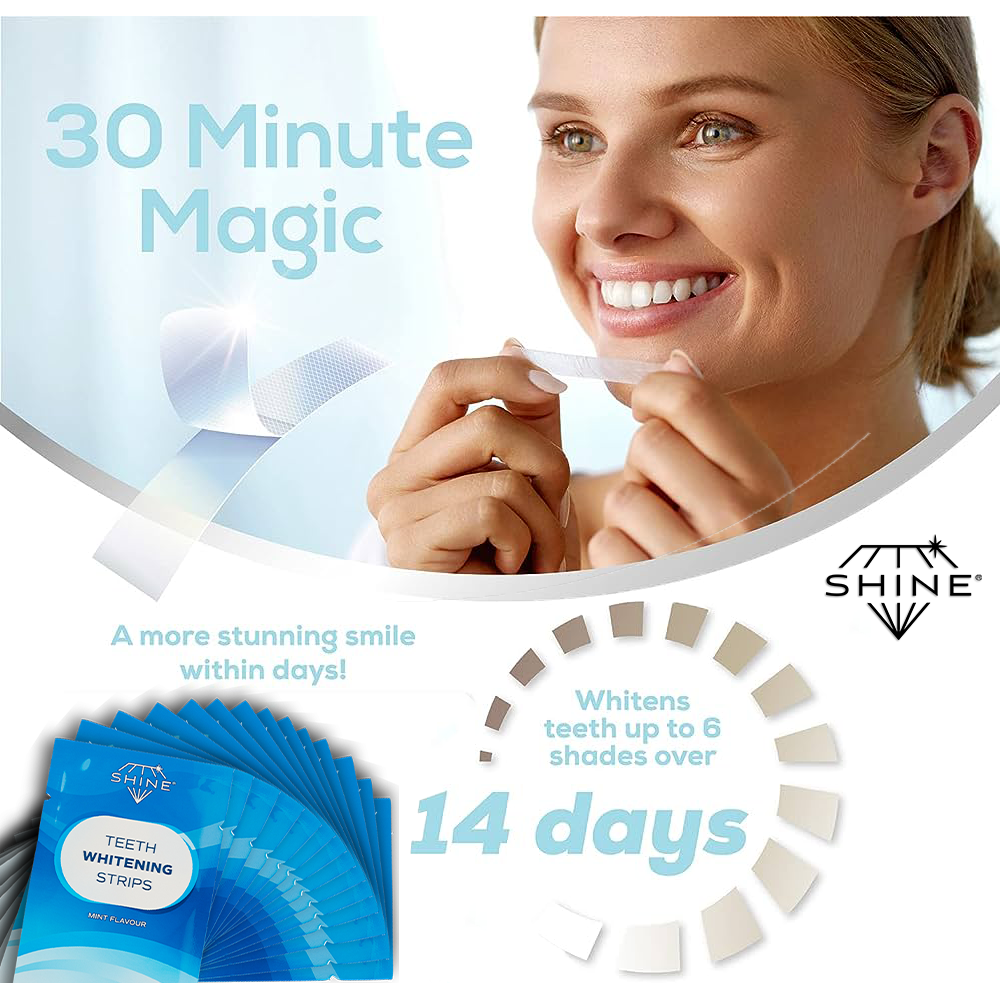 Shine – Großhandel Zahnaufhellung – Zahnaufhellungsstreifen, ohne Peroxid, Glanz, 28 Streifen1