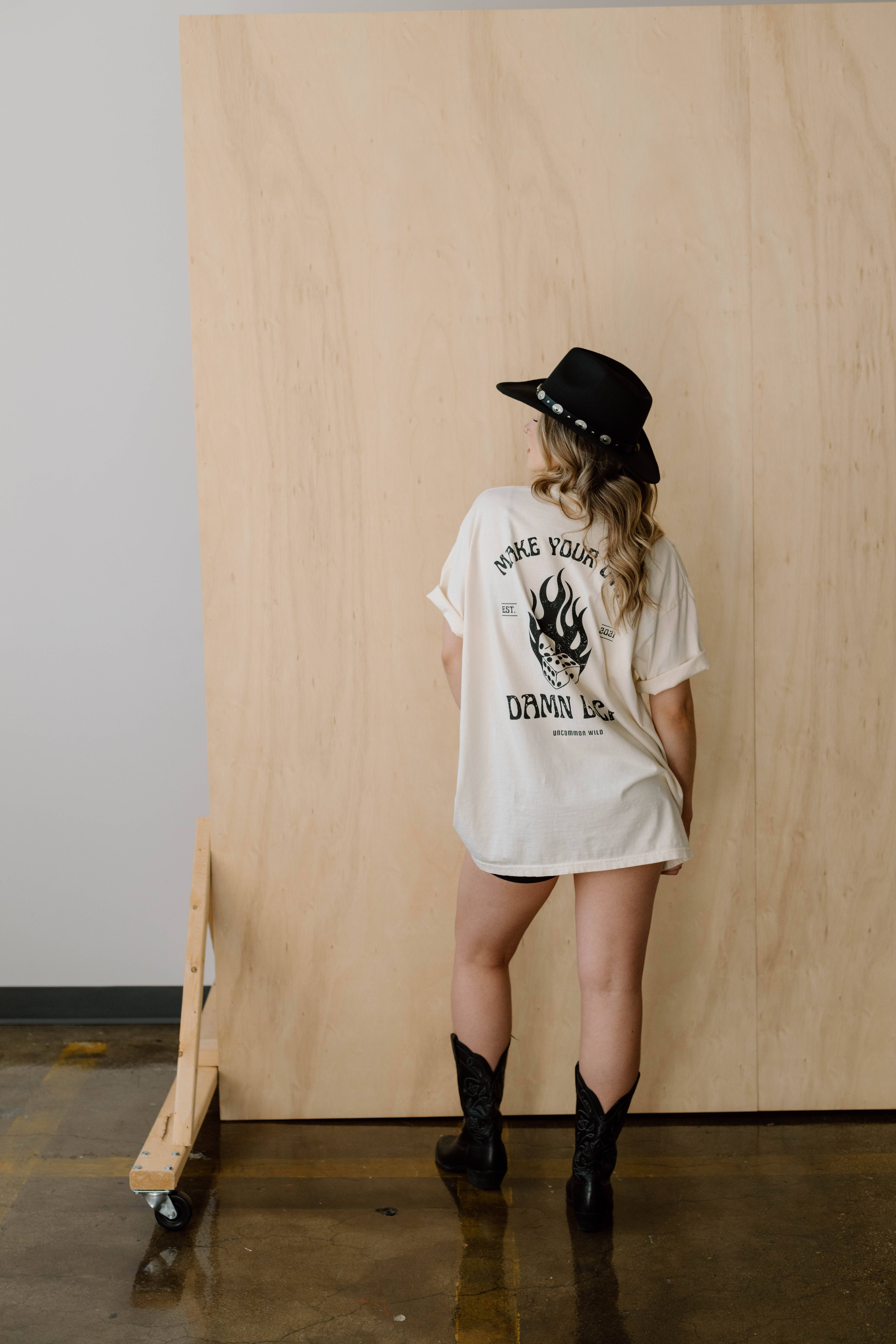 Uncommon Wild - Wholesale Screen Printed T-Shirt - Women's - Make Your Own Damn Luck Vintage Grunge Aesthetic Graphic Tee3