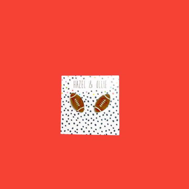 Hazel & Ollie – wholesale Stud/post earrings – Football Tortoise Shell Stud Earrings