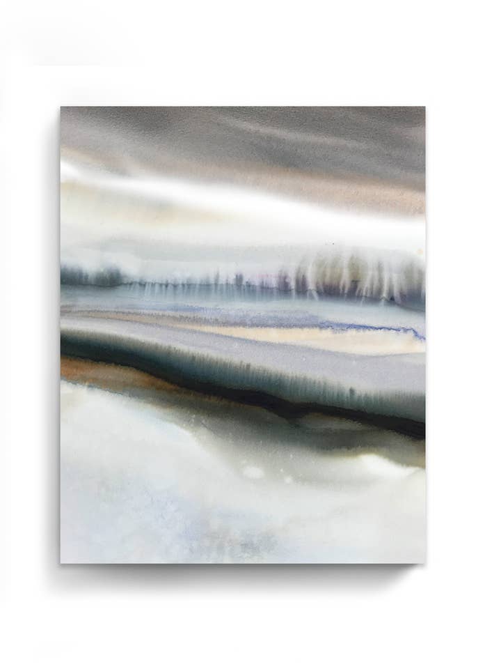 Landscape Wall Art Prints Loose Abstract Watercolor Paper & Canvas | White Sun for wholesale by Marta Spendowska