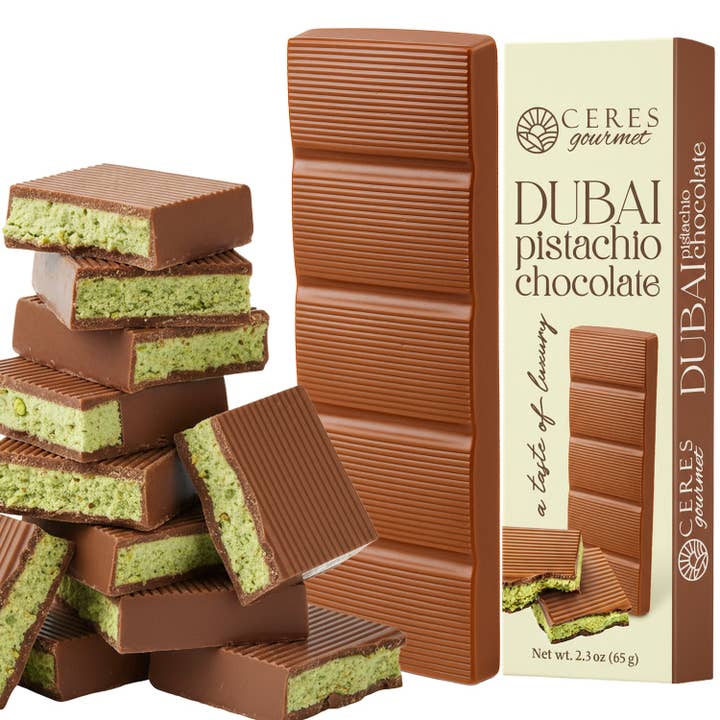 Dubai Chocolate Bar – 2.3 oz | Crunchy Kataifi & Rich European Pistachio Paste and other Purchase Wholesale late night snacks. Free Returns & Net 60 Terms on Faire trending on Faire.
