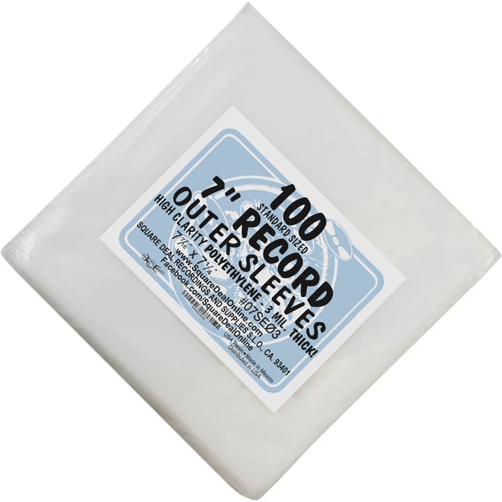Square Deal Recordings & Supplies - Wholesale Music Accessory - 7" Slim Fit Record Outer Sleeves - Polyethylene - 3 Mil