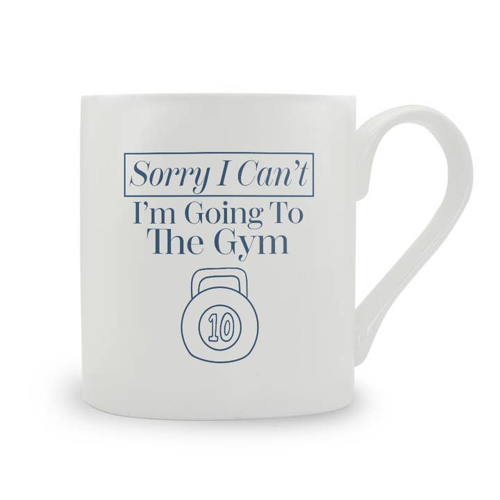 Förlåt, jag kan inte, jag ska till gymmet — mugg i benporslin för wholesale av Stubbs Mugs