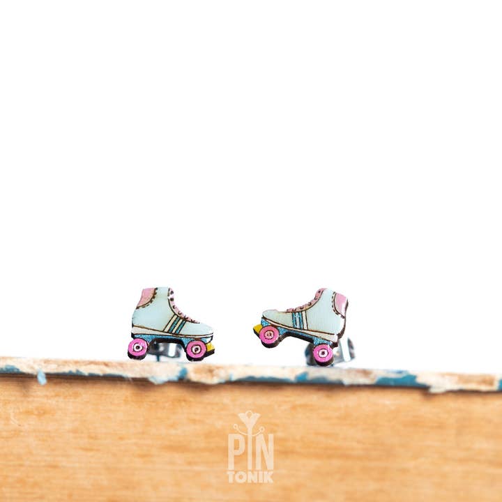 PinTonik - Wholesale Stud/Post Earrings - 90s Funky Roller Skates Stud Earrings - Retro Derby Gift1