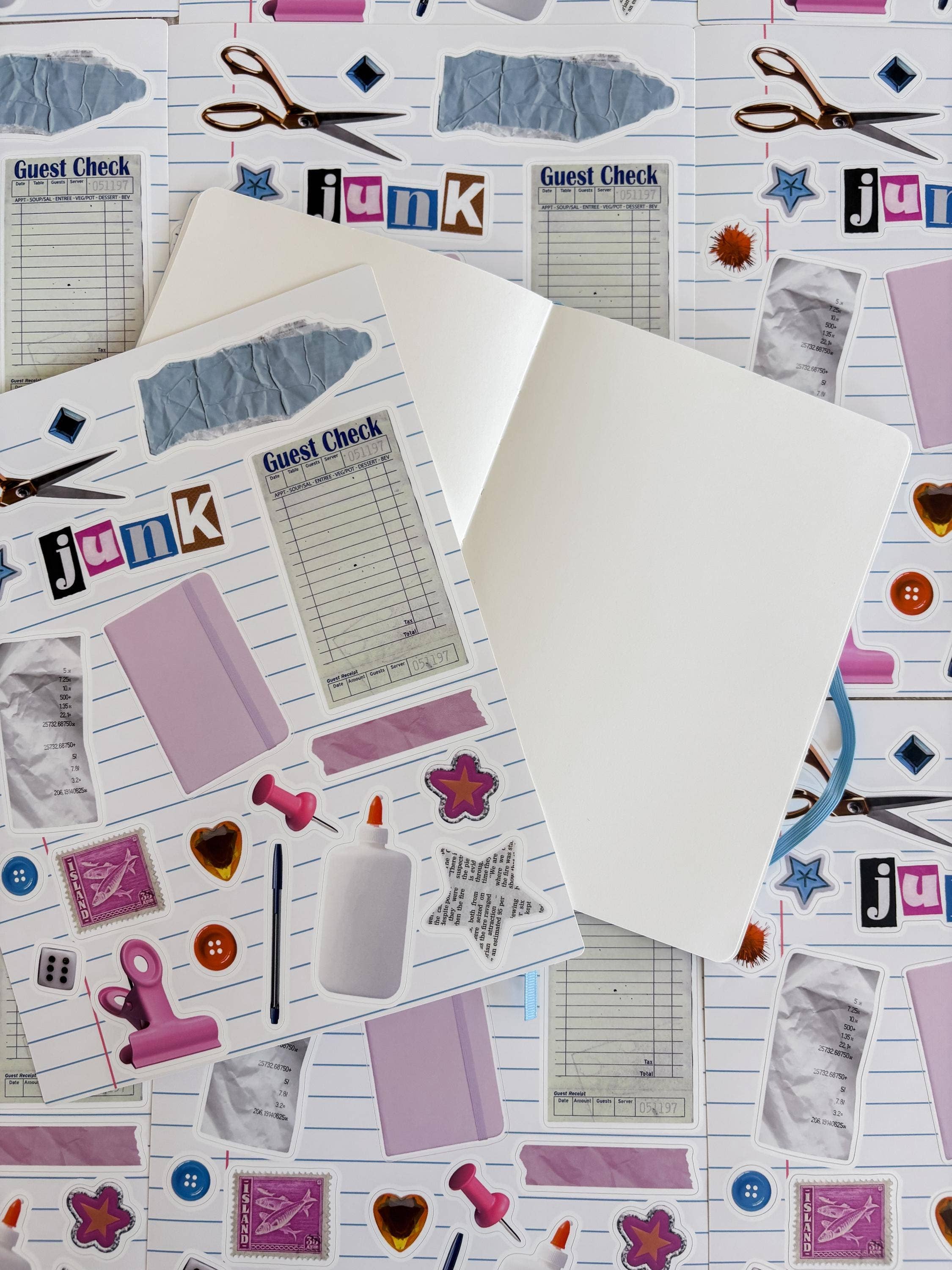 ReggieDesignCo - Wholesale Sticker - Junk Journal 8x10 Sticker Sheet1