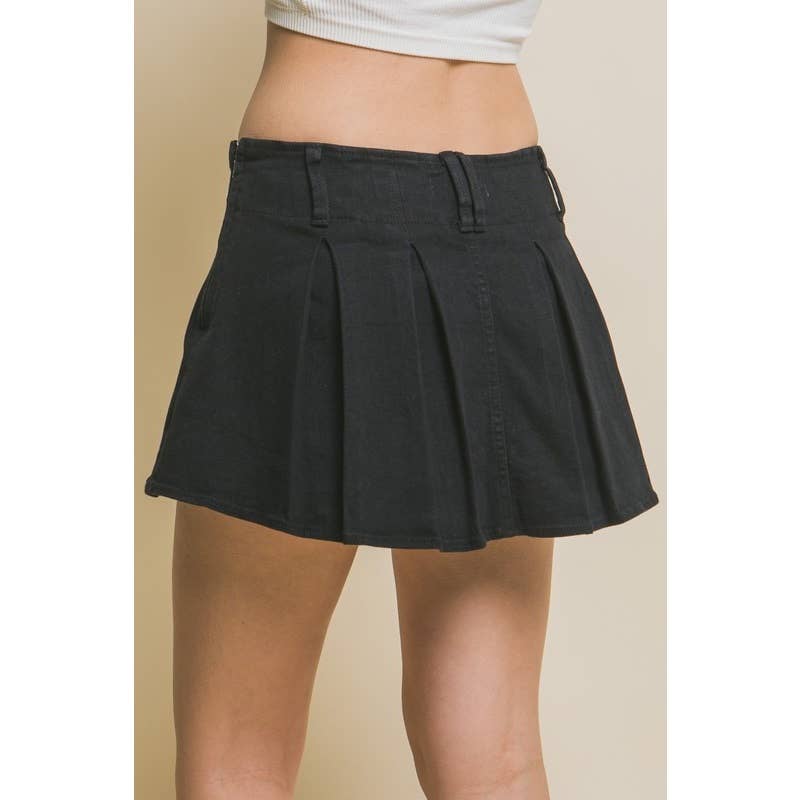 Paperdoll - Wholesale Skirt - Women's - Pleated Denim Mini Skirt 3