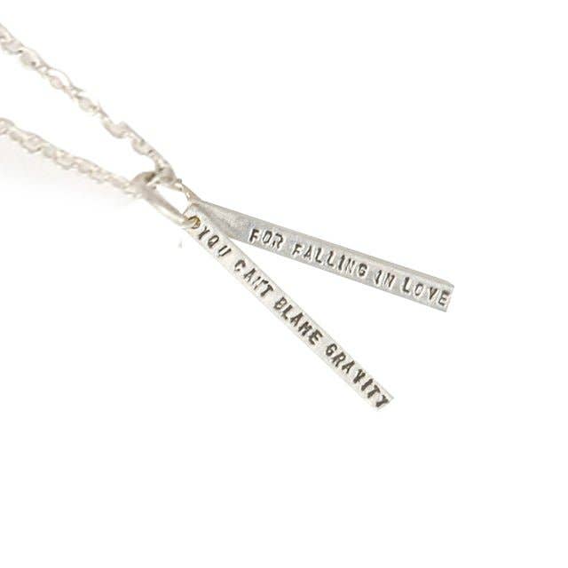 Chocolate and Steel – wholesale Pendant/charm necklace – You Can't Blame Gravity for Falling in Love - Albert Einstein quote necklace