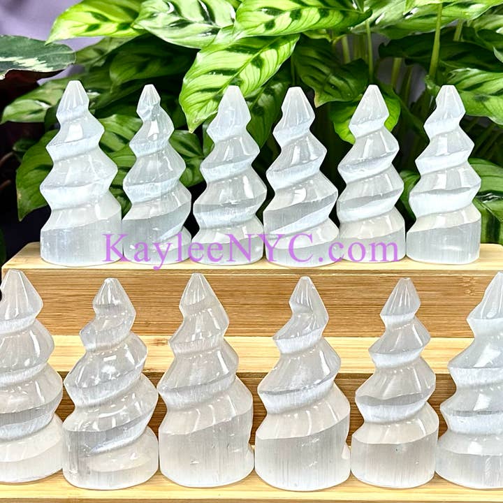 Natural Selenite aka Satin Spar Spiral ~10cm for wholesale by KayleeNYC