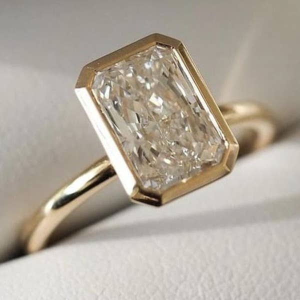 Lifetime Jewelers – wholesale Engagement ring – 3 Carat Radiant Lab Grown Diamond Engagement Ring 14k Bezel 1