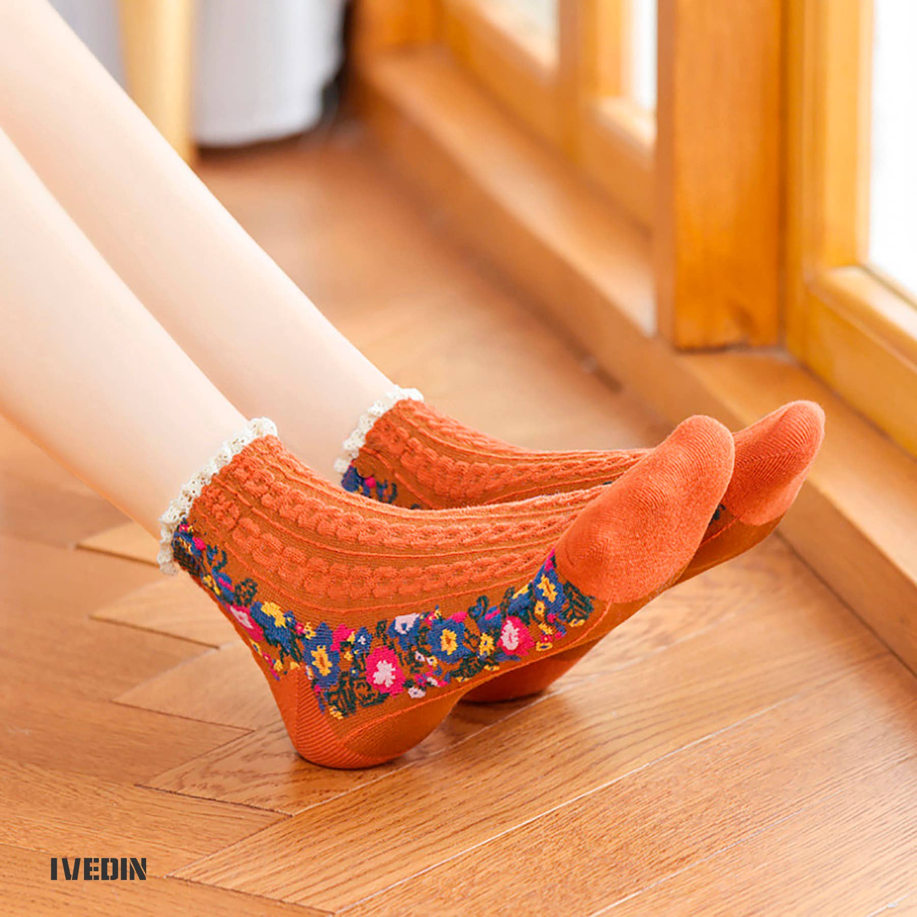 Ivedin - Vente Chaussettes – femme - Lots de chaussettes courtes en coton ethnique pour femmes6