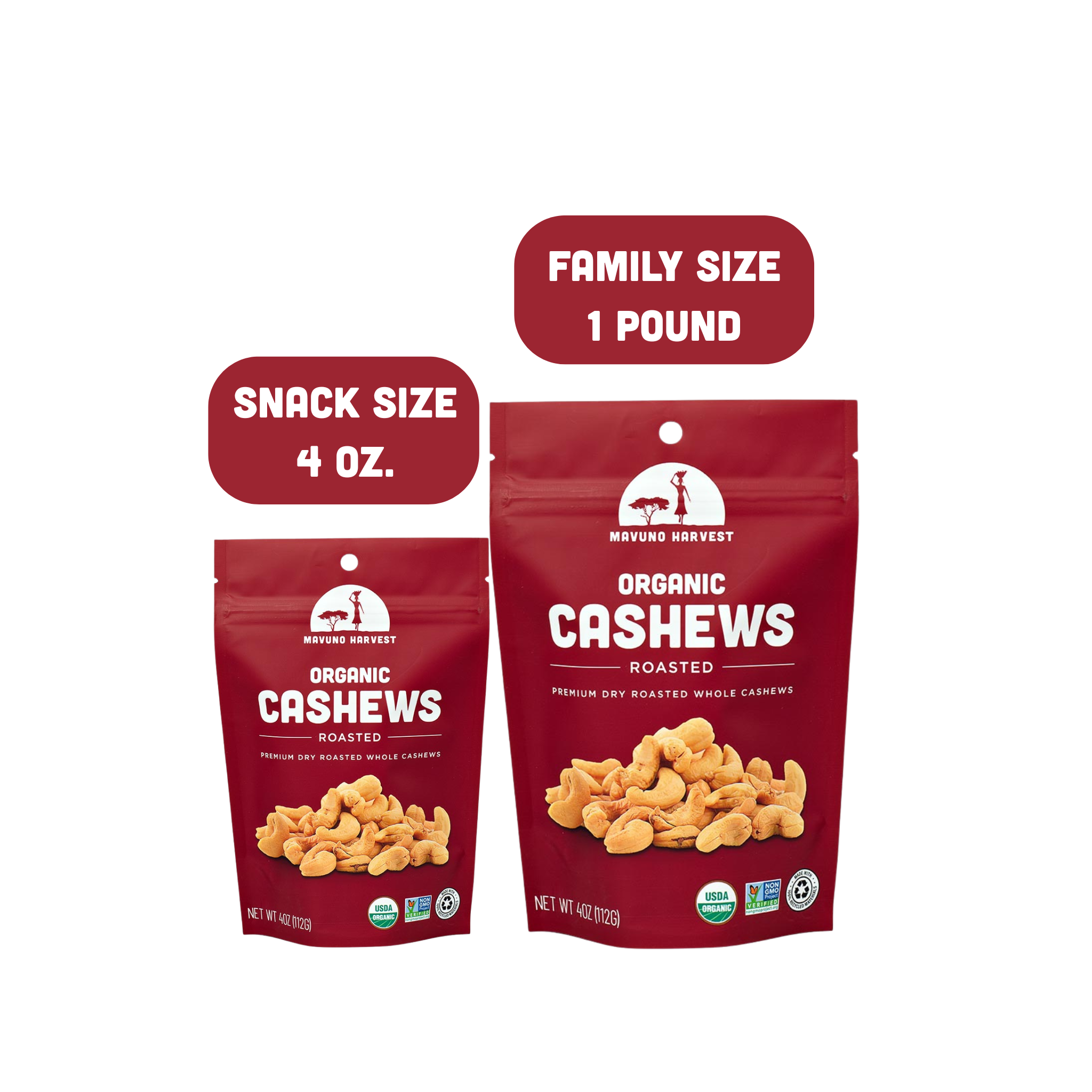 Mavuno Harvest Organics - Wholesale Nuts - Organic Roasted Cashews, 6-pack case1