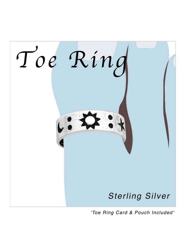 Sterling Silver Moon and Star Adjustable Toe Ring - SS for wholesale by Zoey Simmons