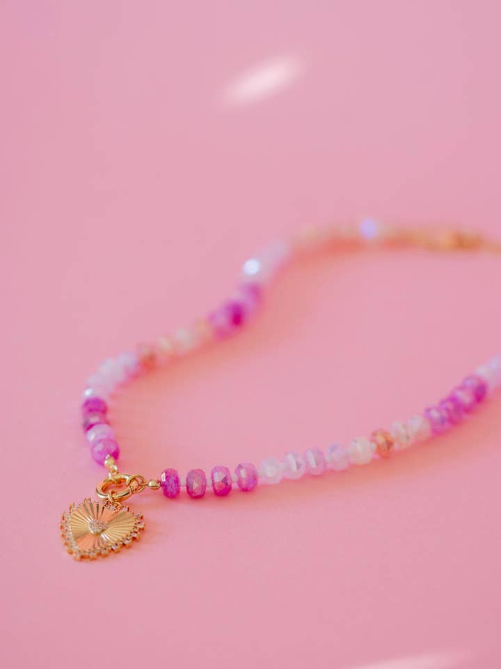 Pink bloom necklace for wholesale by TLD Designs