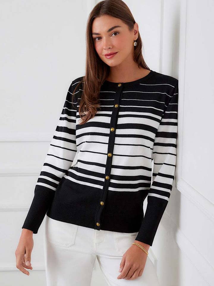Stripe Cardigan Sweater for wholesale by Karen Kane