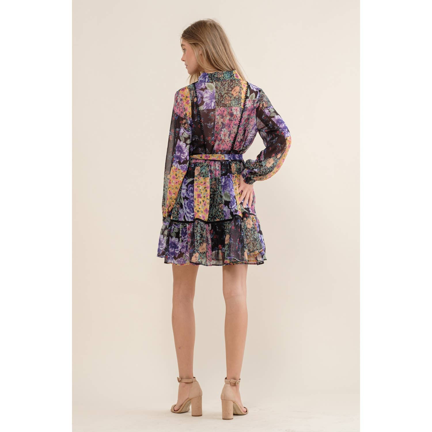 Sweet Generis – wholesale Dress – Women's – FLOWER PRINT LONG SLEEVE SHIRT DRESS21