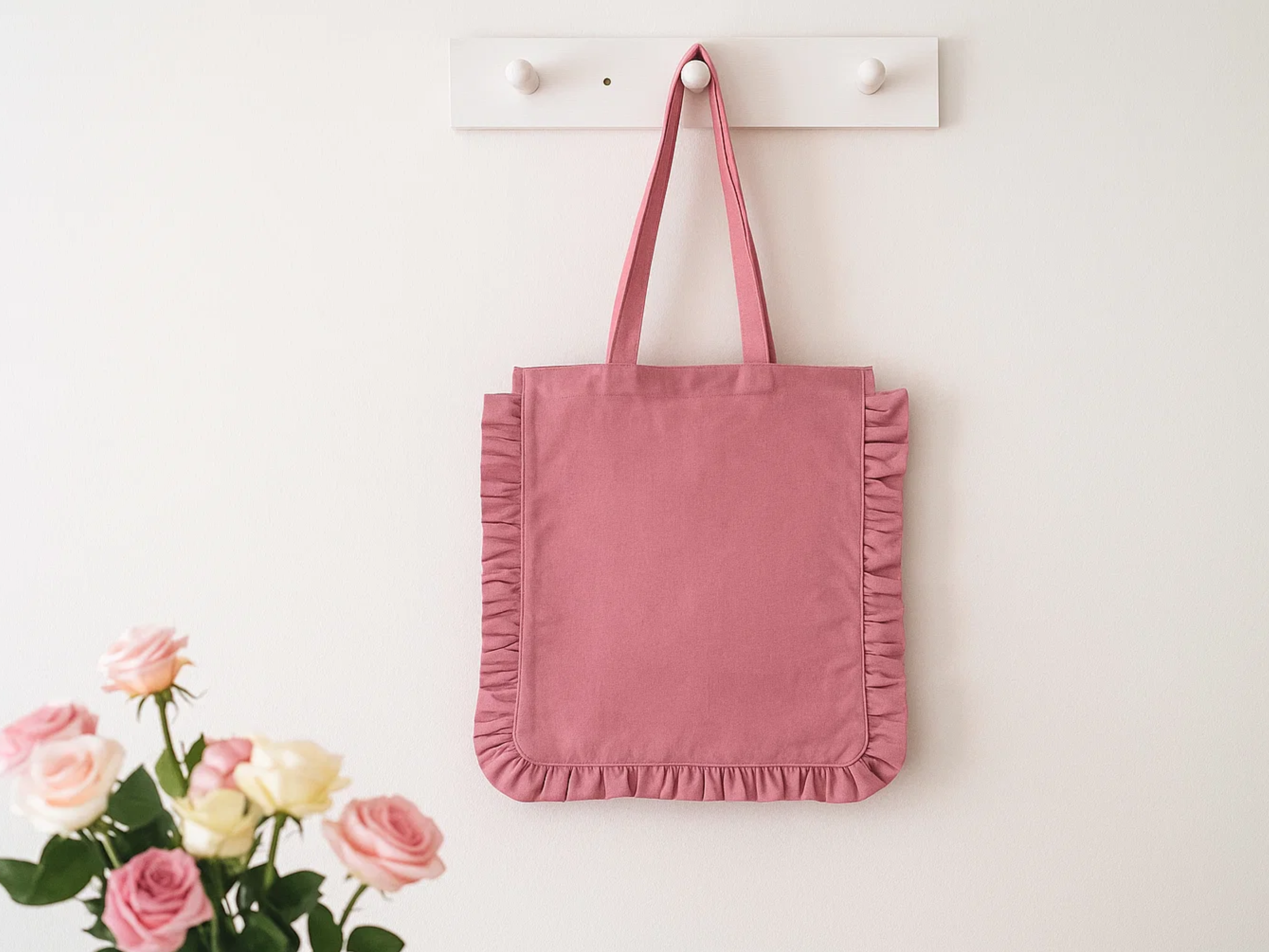 House of Kraft Jewelry & Accessories - Wholesale Tote Bag - Women's - Canvas Ruffle Tote | Canvas Colored Tote Bag | Unbranded 24