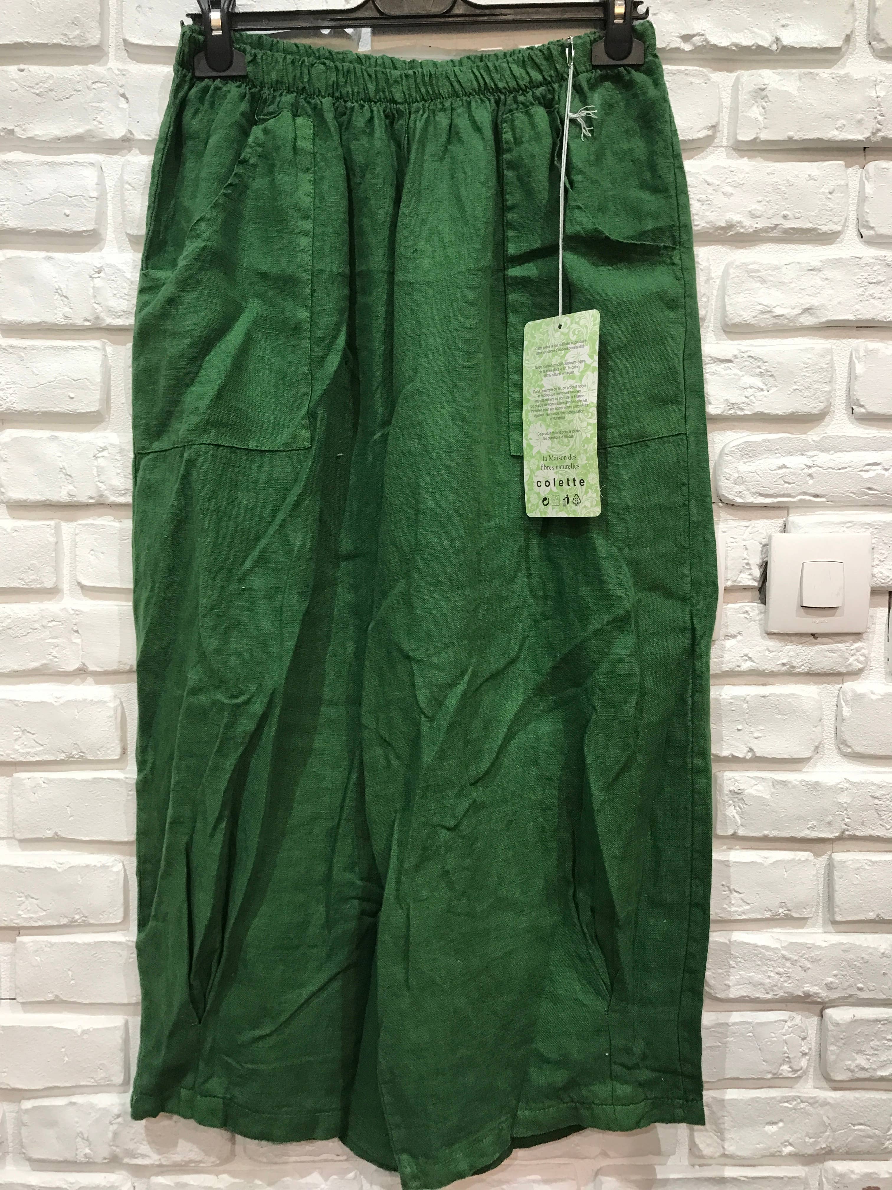 la maison des fibres naturelles – wholesale Pants – Women's – wide linen trousers 6353 +size 100% linen made in Italy37