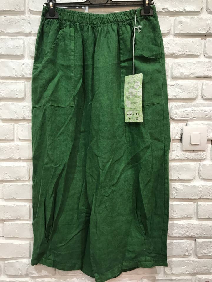 la maison des fibres naturelles – wholesale Pants – Women's – wide linen trousers 6353 +size 100% linen made in Italy37