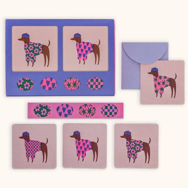 Studio Oh! - Wholesale Stationery/Notecard Set - Bonjour, Mes Amis Mini Note Card Set with Stickers