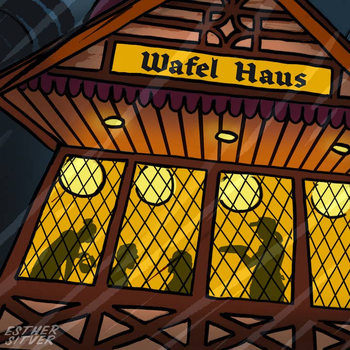 Esther Sketch - Wholesale Art Print - Wafel Haus 8x10 Print Gothic Waffle House 1