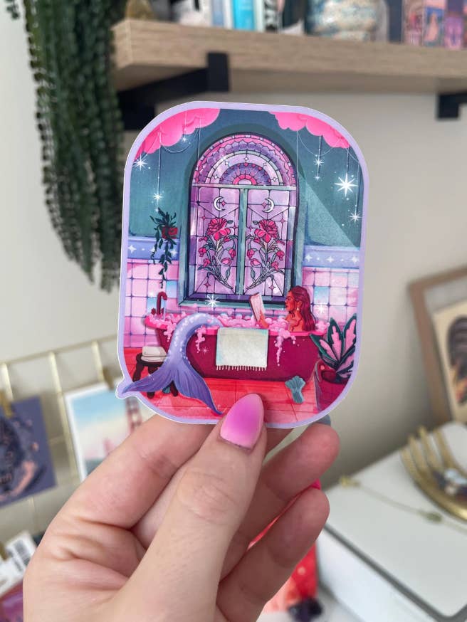 Mermaid's Bath Sticker for wholesale by Brittany Keller Art