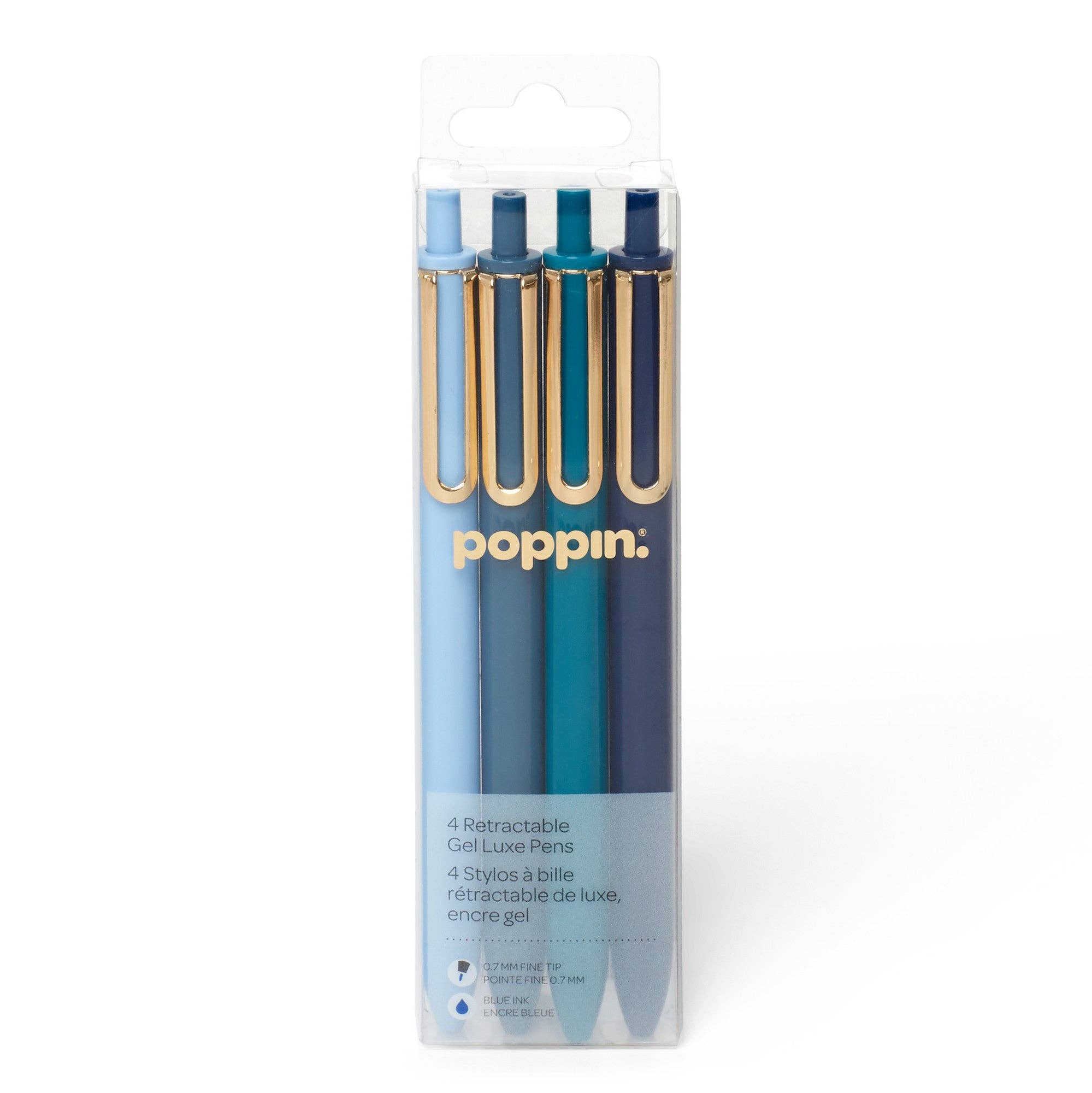 Poppin - Wholesale Pen - Assorted Blues Retractable Gel Luxe Pens, Set of 41