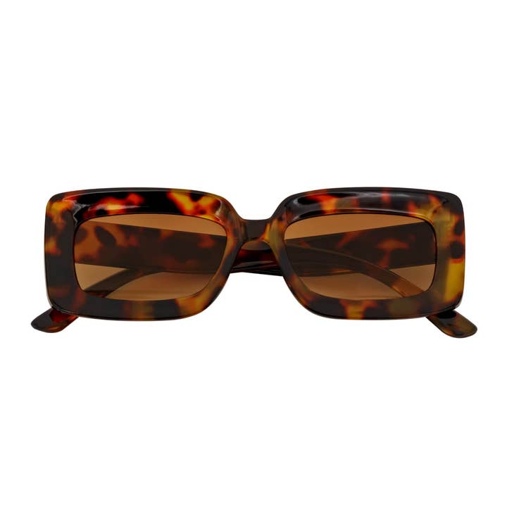 MOD - Small Thick Rectangle Retro 90s Style Sunglasses Tortoise Brown Tint for wholesale by Morspecs